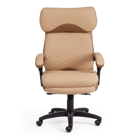 Кресло CHIEF экокожа и ткань бежевый и бронза