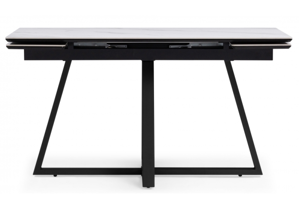 Керамический стол Памелла 140(200)х80х75 белый мрамор, черный