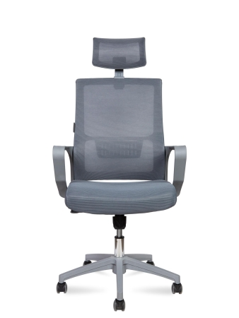 Кресло офисное Max серый, сетка и пластик, мягкое сиденье, с подлокотниками