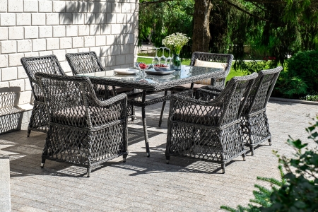 "Латте" обеденная группа плетеная, цвет графит "Латте" обеденная группа плетеная, цвет графит