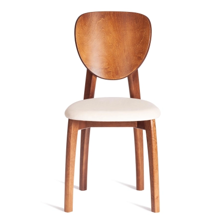 Стул DIAMANTE мягкое сидение, ткань и дерево, кремовый и коричневый