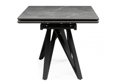 Керамический стол Вилсон 160(220)х89 серый мрамор, черный