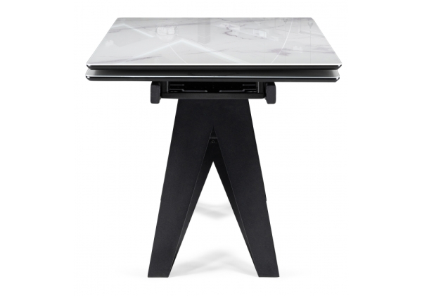Стол стеклянный Блэкберн 140(200)х80 кристл белый мрамор, черный
