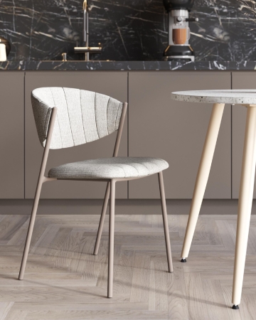 Стул Харпер ткань рогожка серо-голубой каркас серый матовый