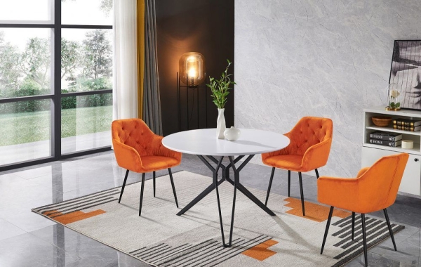 Стол DT-62 белый, черный (d110)