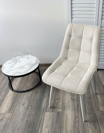 Стул CHIC WZ2042-01 молочный фактурный велюр, белый каркас