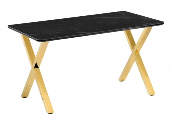 Керамический стол Селена 3 140х80 черный мрамор, золото