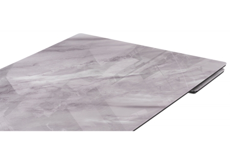 Стол стеклянный Блэкберн 140(200)х80 кристл серый мрамор, черный