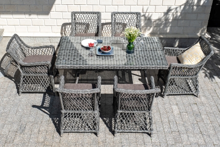 "Латте" обеденная группа плетеная, цвет графит "Латте" обеденная группа плетеная, цвет графит