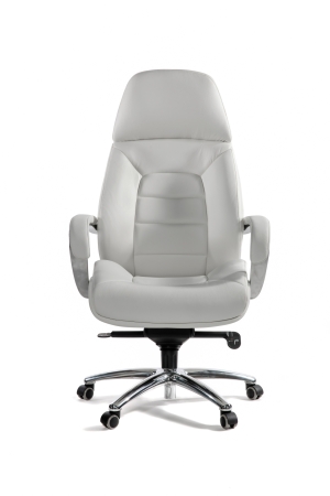 Кресло руководителя Porsche слоновая кость натуральная кожа с алюминиевой крестовиной