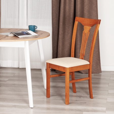 Стул Гермес (Hermes) дерево гевея, 43х49х94 см, эспрессо, ткань бежевая