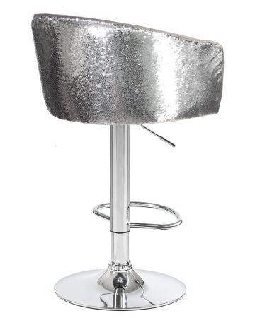Стул барный DARCY SHINY серый велюр с серебрянными пайетками