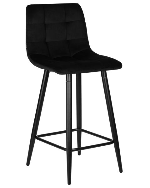 Стул полубарный OLIVIA черные матовые ножки, черный велюр 108-77