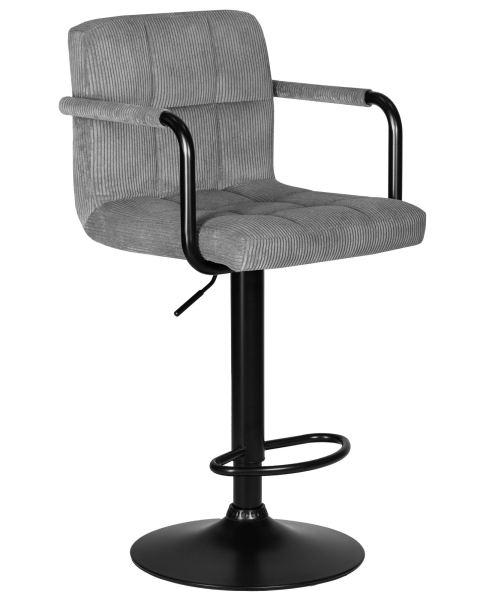Стул барный KRUGER ARM BLACK серый вельвет Стул барный KRUGER ARM BLACK серый вельвет