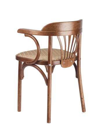 Деревянный стул Венский средний тон с мягким сиденьем из ткани 2 caramel с дугами назад