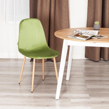 Стул BREEZE (mod. JSC-58) велюр и металл, зеленый и светлое дерево