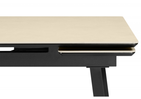 Керамический стол Норман 120(180)х80 okara light yellow, черный