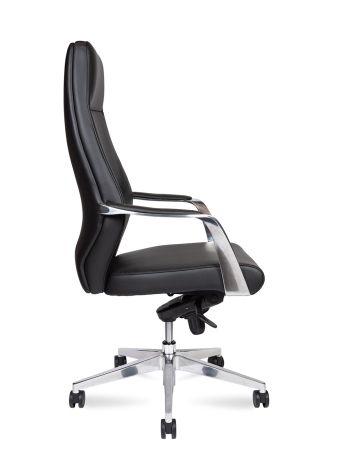 Кресло офисное Capital черный, экокожа и металл, мягкое сиденье, с подлокотниками
