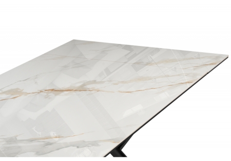 Керамический стол Ворен 180(240)x90 золото, черный кварц, черный