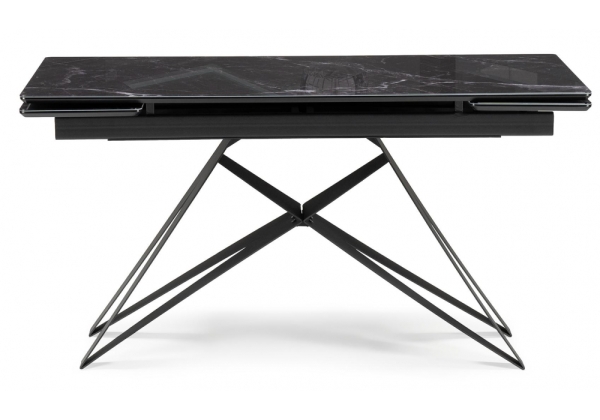 Стол стеклянный Блэкберн 140(200)х80 черный мрамор, черная пленка, черный