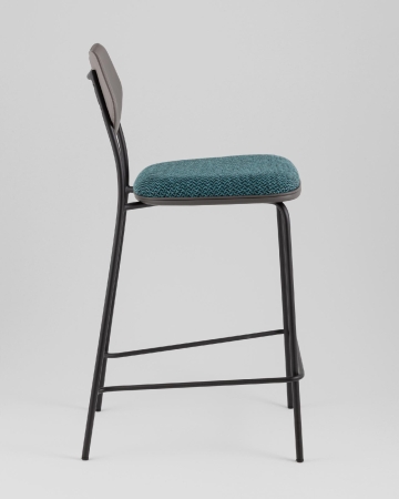 Стул полубарный Casey темно-бирюзовый с серой экокожей