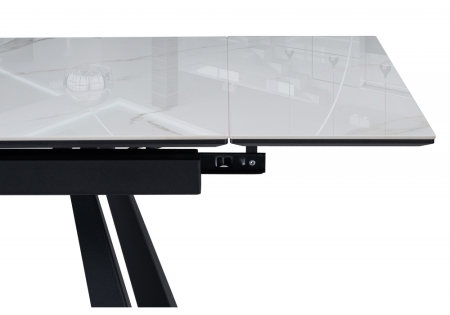 Керамический стол Маунт 140x80 белый мрамор, черный кварц, черный