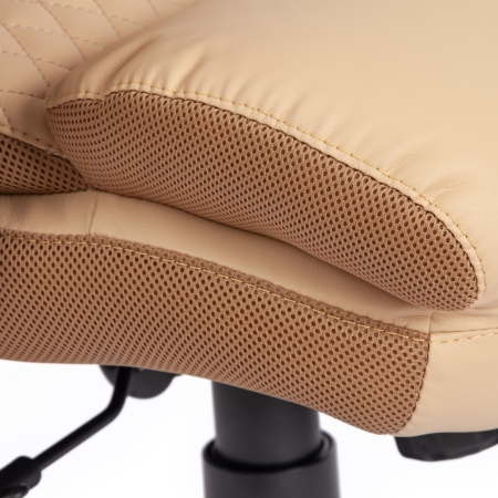 Кресло CHIEF экокожа и ткань бежевый и бронза