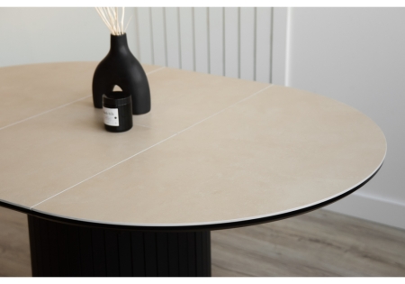 Керамический стол Лорен 100(140) okara light yellow, черный