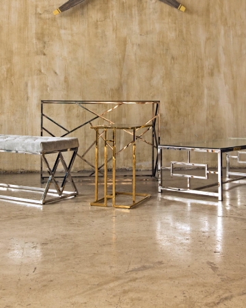 Банкетка ИНСИГНИЯ велюр серый, сталь серебро