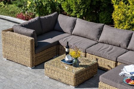 Трансформирующийся диван "Лунго" из искусственного ротанга (гиацинт), цвет соломенный