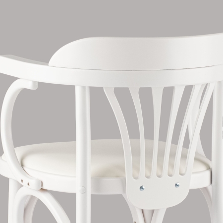 Деревянный стул Венский белый с мягким сиденьем из экокожи