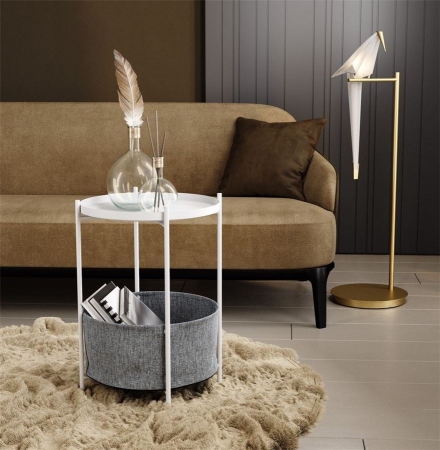 Стол журнальный "Берген" рогожка 82/39, белый муар