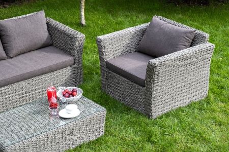 Лаунж-зона "Капучино" из искусственного ротанга (гиацинт), цвет серый