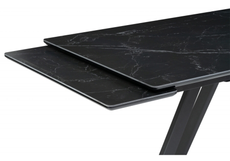 Керамический стол Вилли 140(200)х80х75 черный мрамор, черный