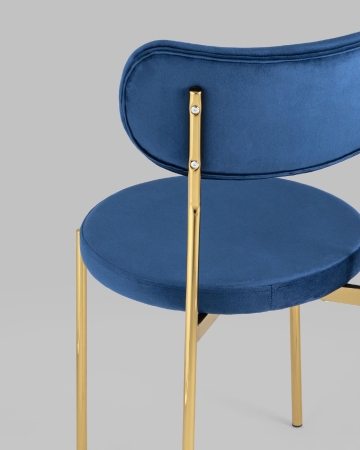 Стул Барбара велюр синий золотые ножки