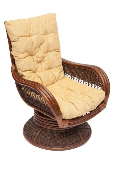 Кресло-качалка "ANDREA Relax Medium" с подушкой, античный орех, ткань рубчик, кремовый Кресло-качалка "ANDREA Relax Medium" с подушкой, античный орех, ткань рубчик, кремовый