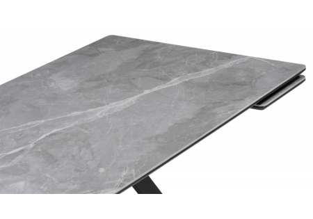 Керамический стол Вилли 140(200)х80 серый мрамор, черный