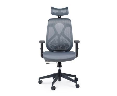 Кресло офисное Имидж черный пластик серая сетка серая ткань