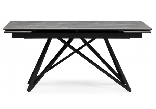 Керамический стол Вилсон 140(200)х80 серый мрамор larka grey, черный