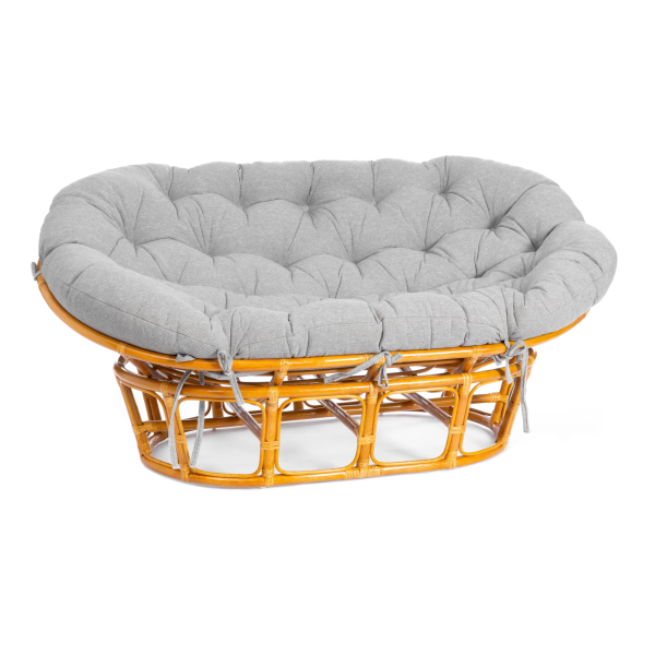 Диван MAMASAN/МАМАСАН 23/02 W, с подушкой, серый, светлое дерево