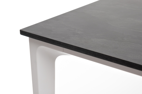 "Малага" обеденный стол из HPL 90х90 см, серый гранит, каркас белый