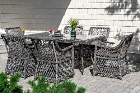 "Латте" обеденная группа плетеная, цвет графит "Латте" обеденная группа плетеная, цвет графит