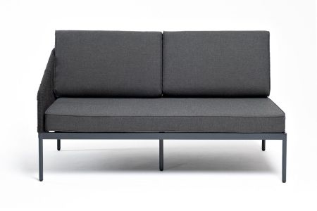 Модуль диванный "Канны" правый плетеный из роупа (веревки) темно-серый