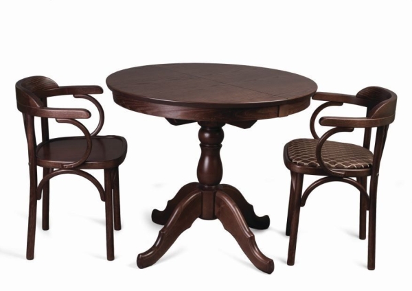 Стол круглый раздвижной из массива дерева темный тон