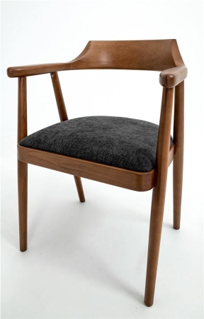 Деревянное полукресло венское Mercurius светлый орех с мягким сиденьем из ткани графит