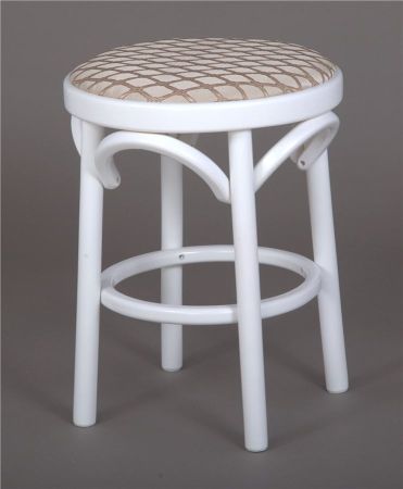 Деревянный табурет Венский белая эмаль с мягким сиденьем из бежевой ткани