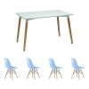 Стол Dix белый + 4 стула EAMES style голубые
