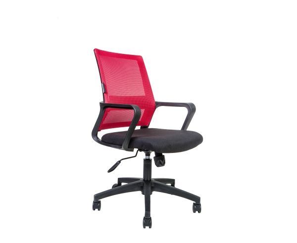 Кресло офисное Бит LB черный пластик, красная сетка, черная ткань Кресло офисное Бит LB черный пластик, красная сетка, черная ткань
