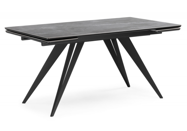 Керамический стол Дарвин 160(220)х89 серый мрамор larka grey, черный