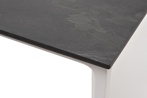 "Малага" обеденный стол из HPL 90х90 см, серый гранит, каркас белый